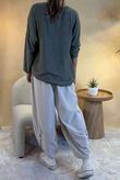 Made in Italy Fifi Lace Shoulder Fine Knit Top Soft Khaki /9 =